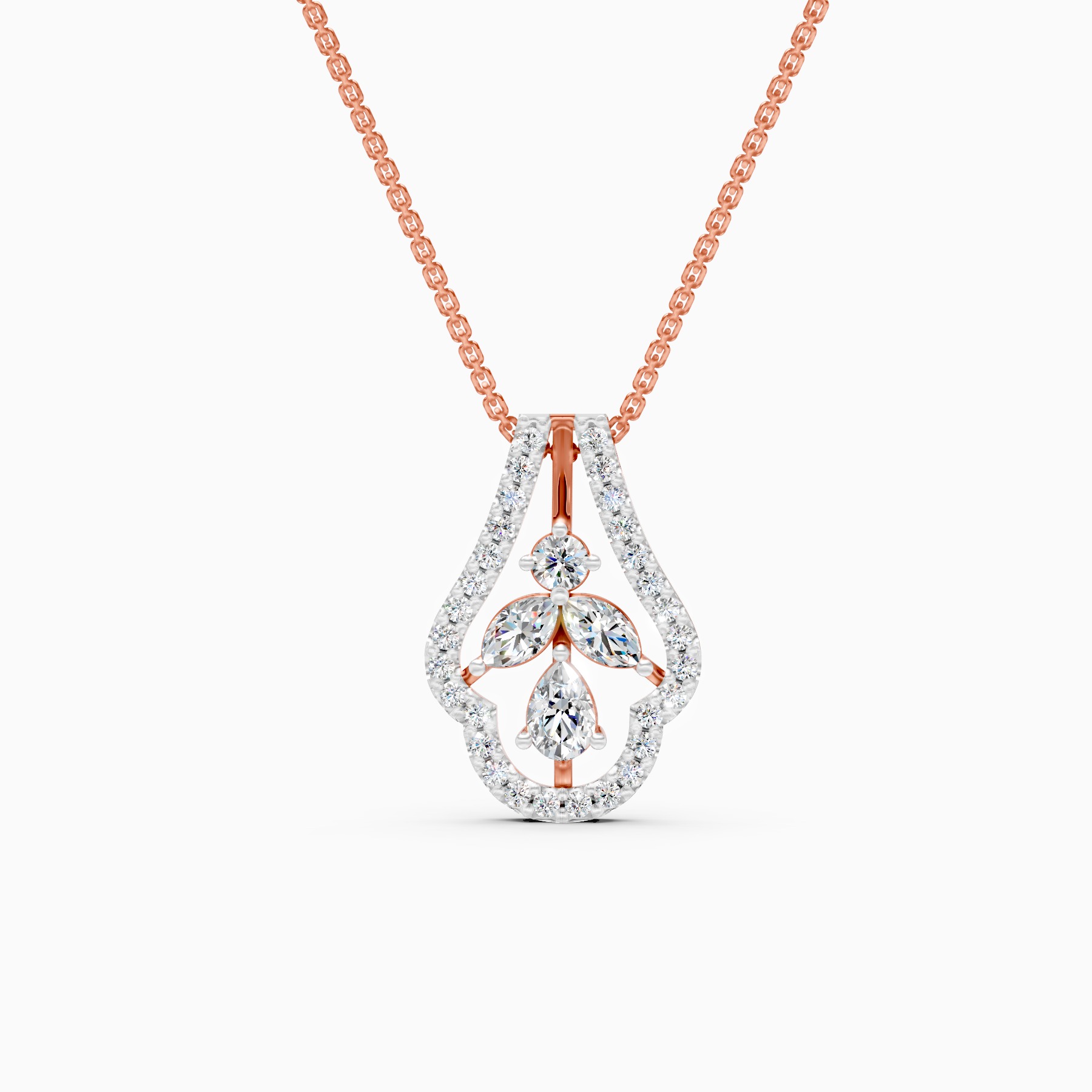 Designer Floral Lab Grown Diamond Pendant Necklace